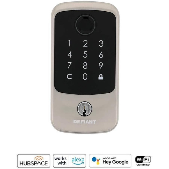Defiant Hubspace Satin Nickel Biometric Fingerprint Electronic Touchpad Deadbolt - Picture 3 of 7